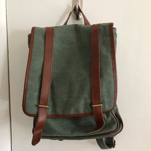 Green canvas backpack
